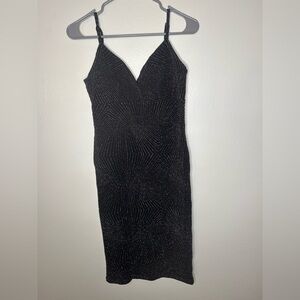 Miss Selfridge Black Sparkle Midi Dress